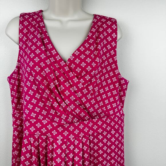 Lands' End Dress Fit & Flare Surplice Neck Sleeveless Azalea Pink PXL 16P - Picture 3 of 11